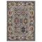 8' X 11' Blue And Gray Oriental Area Rug With Fringe