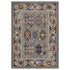 8' X 11' Blue And Gray Oriental Area Rug With Fringe