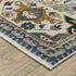 8' X 11' Blue And Gray Oriental Area Rug With Fringe