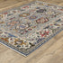 8' X 11' Blue And Gray Oriental Area Rug With Fringe