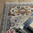 8' X 11' Blue And Gray Oriental Area Rug With Fringe