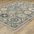 8' X 11' Ivory And Blue Medallion Area Rug With Fringe