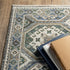 8' X 11' Ivory And Blue Medallion Area Rug With Fringe
