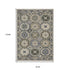 8' X 11' Ivory And Blue Medallion Area Rug With Fringe