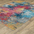 8' X 10' Blue Yellow And Red Abstract Distressed Area Rug