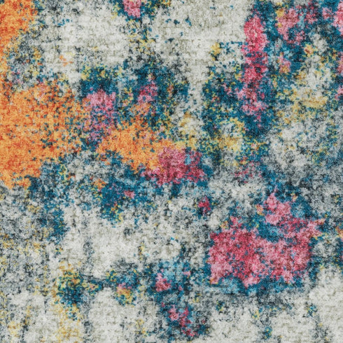 8' X 10' Blue Yellow And Red Abstract Distressed Area Rug