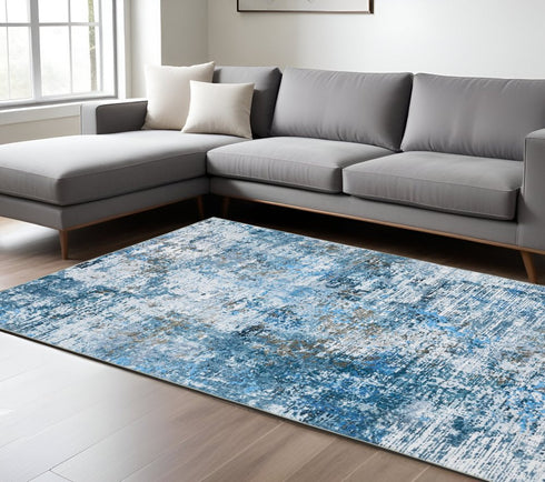 8' X 10' Ivory Abstract Distressed Area Rug