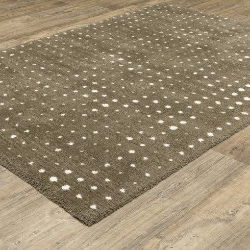 8' X 11' Brown And Ivory Geometric Area Rug