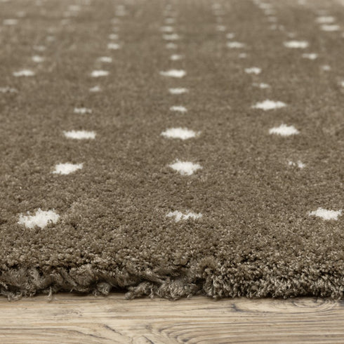 8' X 11' Brown And Ivory Geometric Area Rug