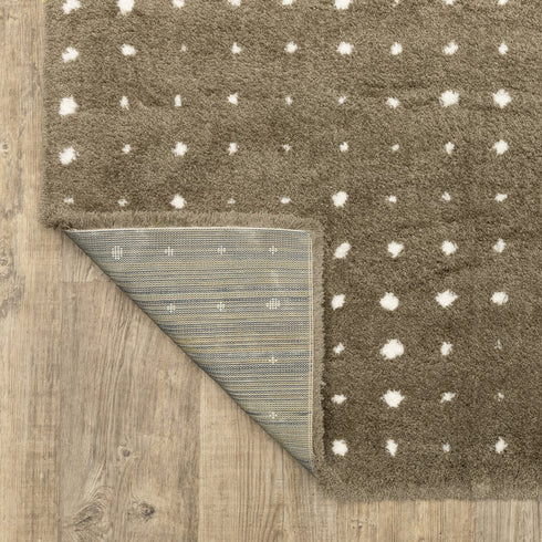 8' X 11' Brown And Ivory Geometric Area Rug