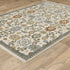 8' X 11' Ivory Blue And Brown Floral Area Rug With Fringe