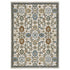 8' X 11' Ivory Blue And Brown Floral Area Rug With Fringe