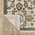 8' X 11' Ivory Blue And Brown Floral Area Rug With Fringe