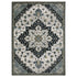 8' X 11' Blue Gray And Ivory Medallion Area Rug With Fringe