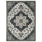 8' X 11' Blue Gray And Ivory Medallion Area Rug With Fringe