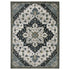8' X 11' Blue Gray And Ivory Medallion Area Rug With Fringe