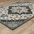 8' X 11' Blue Gray And Ivory Medallion Area Rug With Fringe