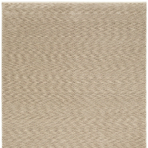 8' X 11' Beige And Tan Striped Area Rug With Fringe