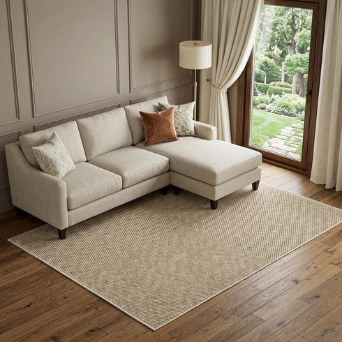 8' X 11' Beige And Tan Striped Area Rug With Fringe