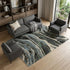 8' X 11' Blue Black And Beige Abstract Area Rug With Fringe