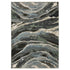 8' X 11' Blue Black And Beige Abstract Area Rug With Fringe