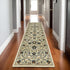 8' X 11' Ivory Blue And Orange Oriental Area Rug With Fringe