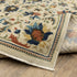 8' X 11' Ivory Blue And Orange Oriental Area Rug With Fringe