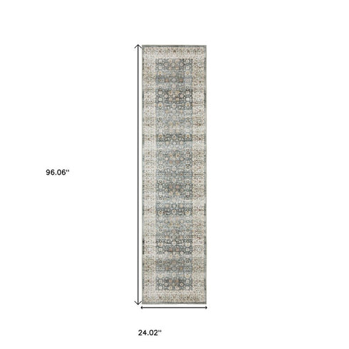8' X 10' Gray And Ivory Oriental Area Rug