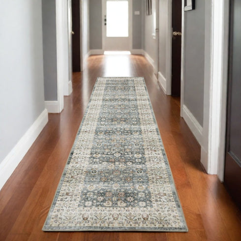 8' X 10' Gray And Ivory Oriental Area Rug