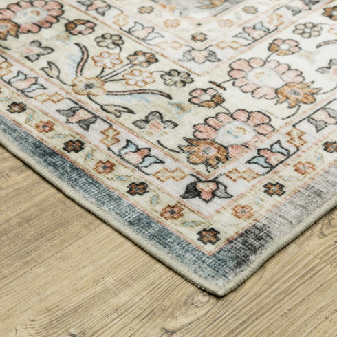 8' X 10' Gray And Ivory Oriental Area Rug