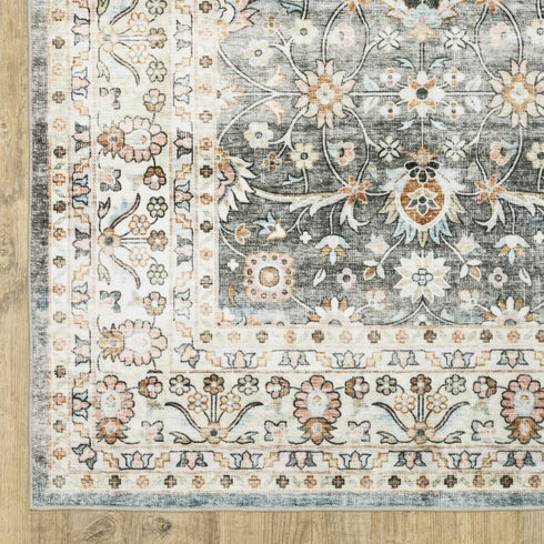 8' X 10' Gray And Ivory Oriental Area Rug