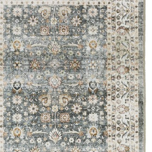 8' X 10' Gray And Ivory Oriental Area Rug