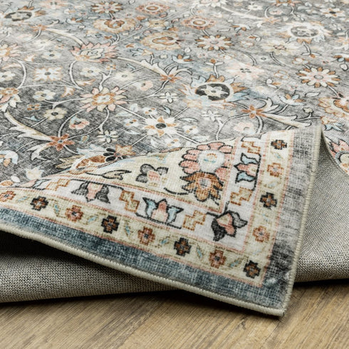 8' X 10' Gray And Ivory Oriental Area Rug