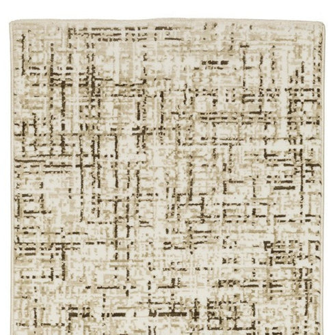 8' X 11' Ivory And Brown Abstract Area Rug