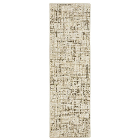 8' X 11' Ivory And Brown Abstract Area Rug