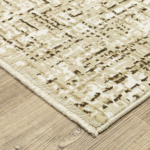8' X 11' Ivory And Brown Abstract Area Rug