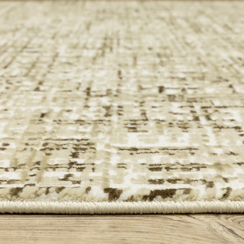 8' X 11' Ivory And Brown Abstract Area Rug