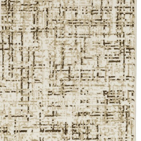 8' X 11' Ivory And Brown Abstract Area Rug
