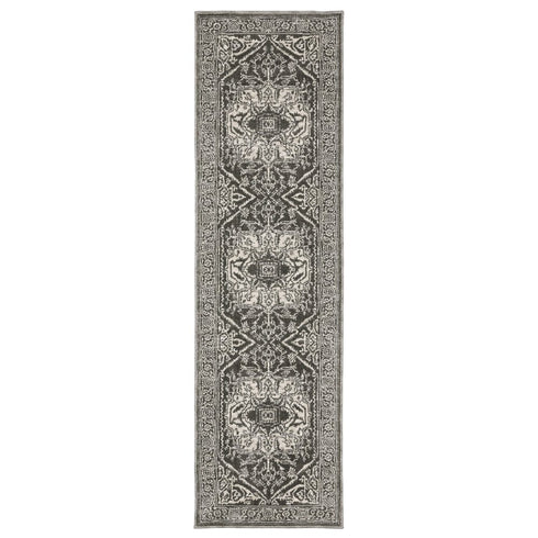8' X 11' Gray And Ivory Oriental Area Rug