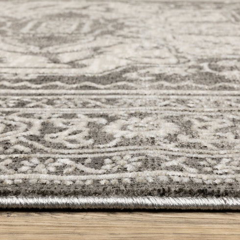 8' X 11' Gray And Ivory Oriental Area Rug
