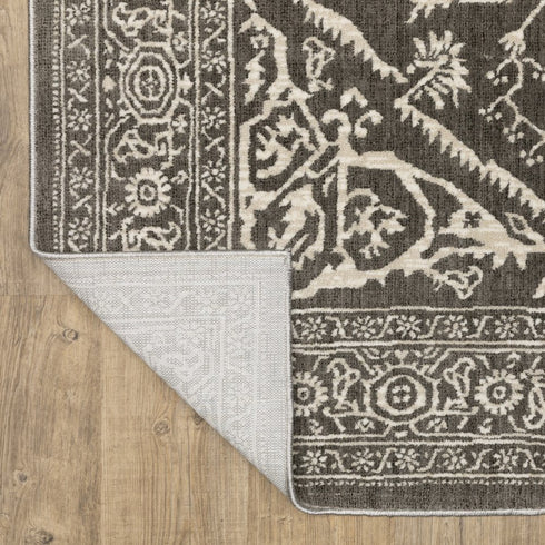 8' X 11' Gray And Ivory Oriental Area Rug