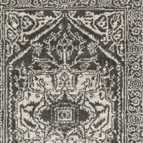 8' X 11' Gray And Ivory Oriental Area Rug