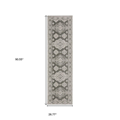 8' X 11' Gray Medallion Area Rug
