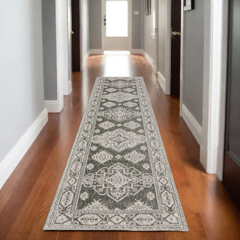 8' X 11' Gray Medallion Area Rug