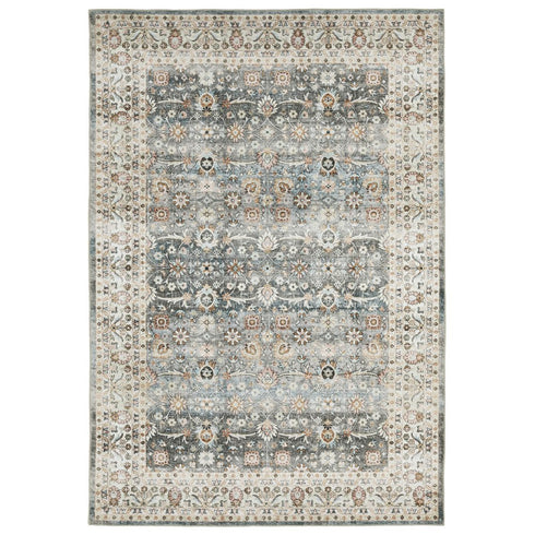 8' X 10' Gray And Ivory Oriental Area Rug