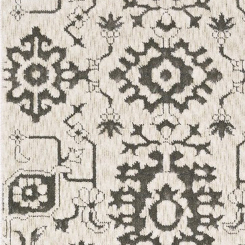 8' X 11' Ivory And Gray Oriental Area Rug