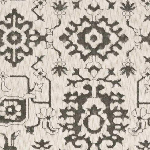 8' X 11' Ivory And Gray Oriental Area Rug