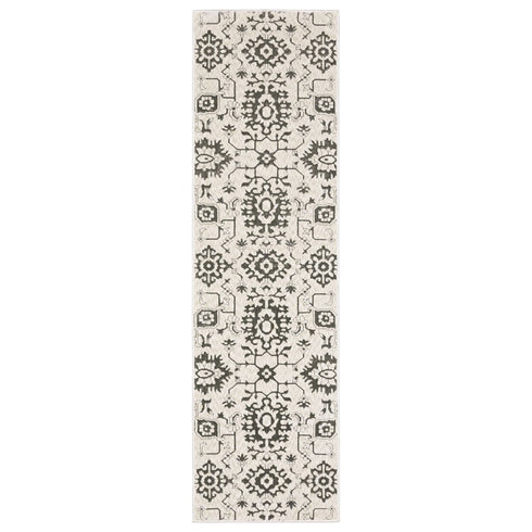 8' X 11' Ivory And Gray Oriental Area Rug
