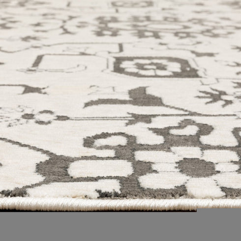 8' X 11' Ivory And Gray Oriental Area Rug