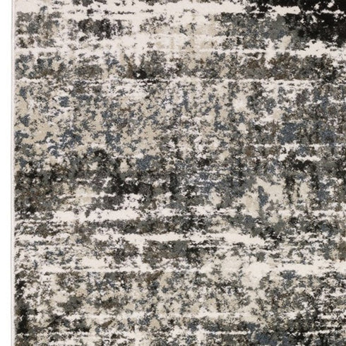 8' X 11' Ivory And Gray Abstract Area Rug